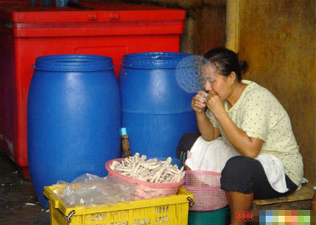 网友曝光黑作坊工人用嘴为凤爪剔骨(图)