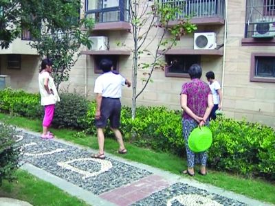 孩子就掉在这片绿化带上